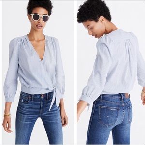 Madewell Wrap Top in Indigo Stripe